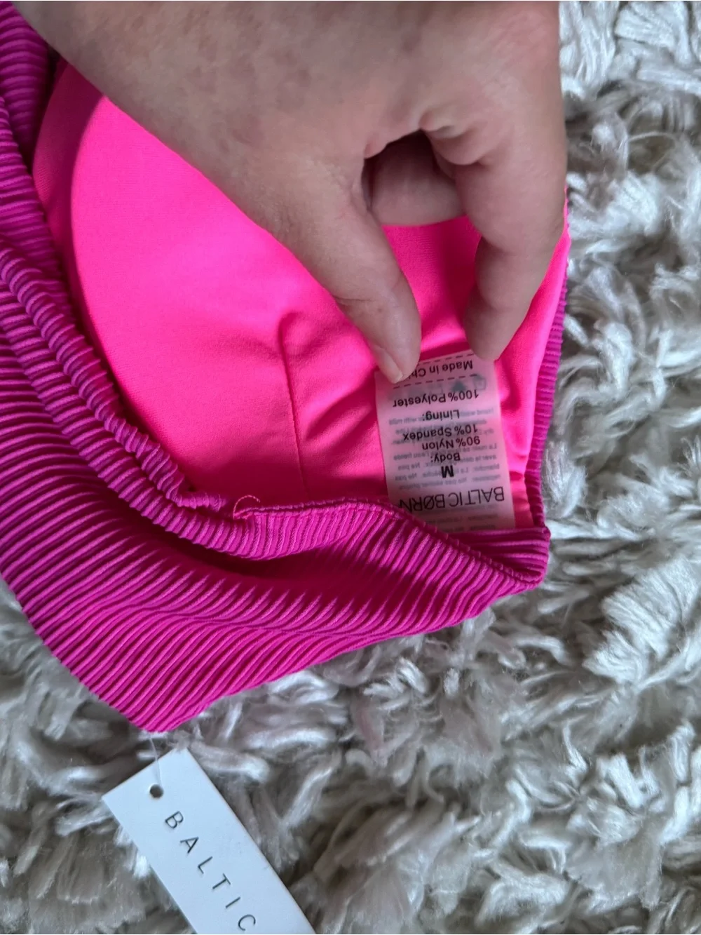 Baltic Born Hot Pink Ribbed Bikini Top with Center Ring